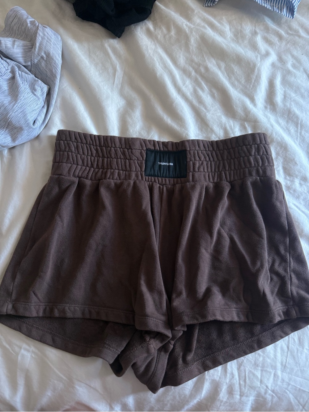 TALENTLESS Brown Elastic-Waist Athletic Shorts